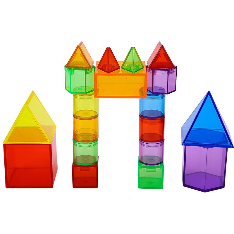 Transparent Building Blocks 10cm 3D Geometric Shapes Educational Toys for Early Cognitive Development