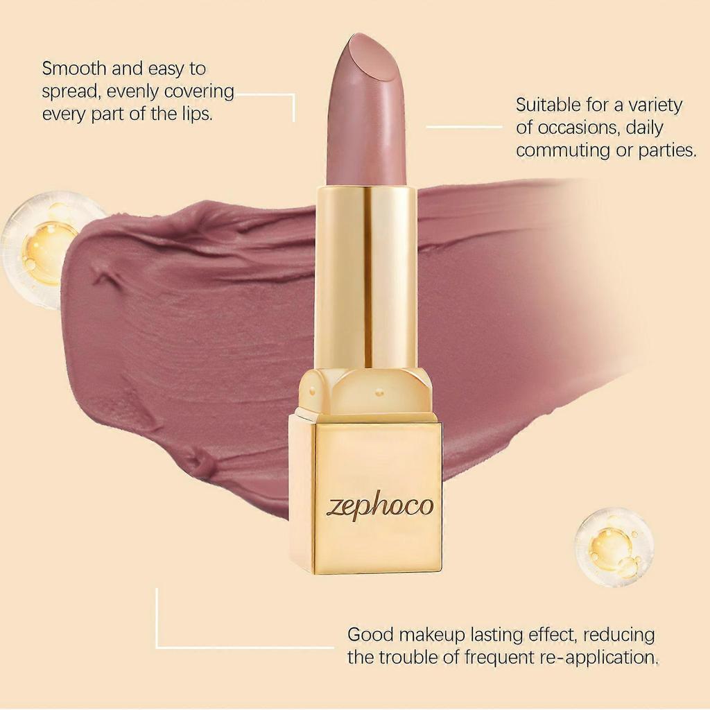 Zephoco Metal Cream Lipstick, Nude Pink, Moisturizing, Tinted, Glossy, Smooth, Plumping, Everyday Wear