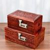 Sandalwood Jewelry Storage Box Valuable Jewellery Protect Case Peony Trinket Collection Boxes Household Lockable Organizer Cases