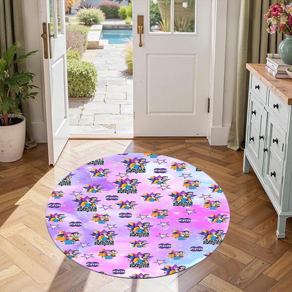 Kpop Round Office Rug Design for Outdoor Decorate Room Game Room Balcony Antislip Round Carpet Anime Office Decor Best for Christmas
