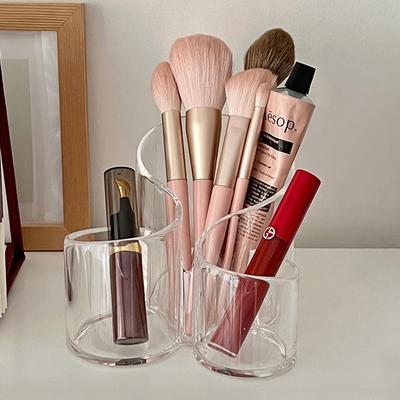 Porta pennelli da trucco in acrilico trasparente per cosmetici, organizer da tavolo per pennelli da trucco.
