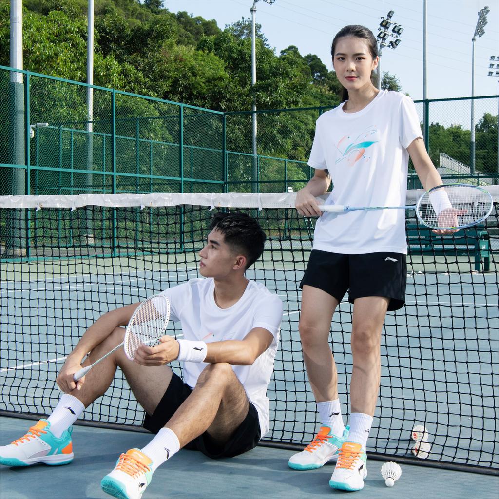 Li Ning Ping Pong Elite Series Logo Print Round Neck Quick-Dry Short Sleeve T-Shirt Unisex T-Shirt Standard-White ATST029-1
