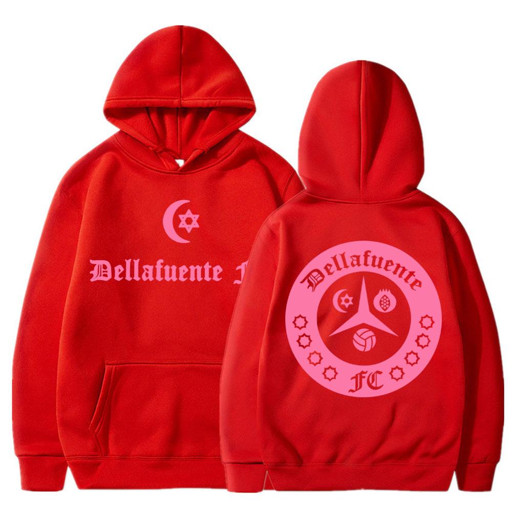 Dellafuente Music Pink Classic Hoodies Men Women Fashion Hip Hop Hoody Sweatshirt Oversized Cotton Casual Tracksuit Streetwear