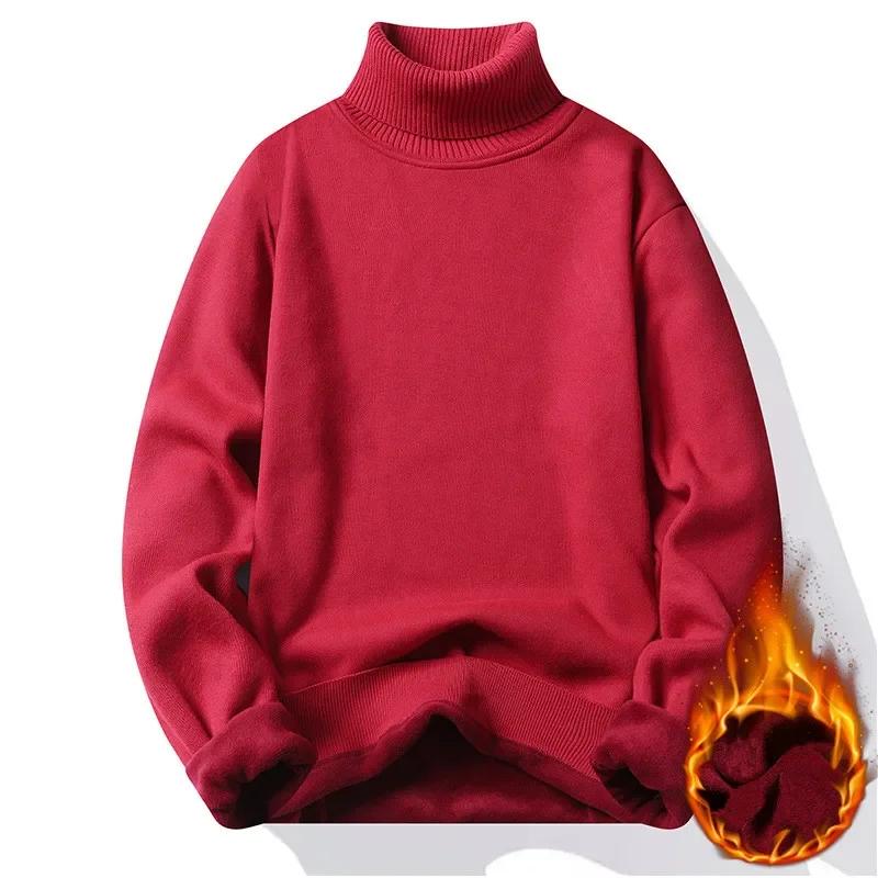 Herbst 2025 Herren Rollkragenpullover Winter Herren Fleece Pullover Rollkragen Gestrickter Pullover Warmer Herrenpullover Slim Fit Casual Pullover