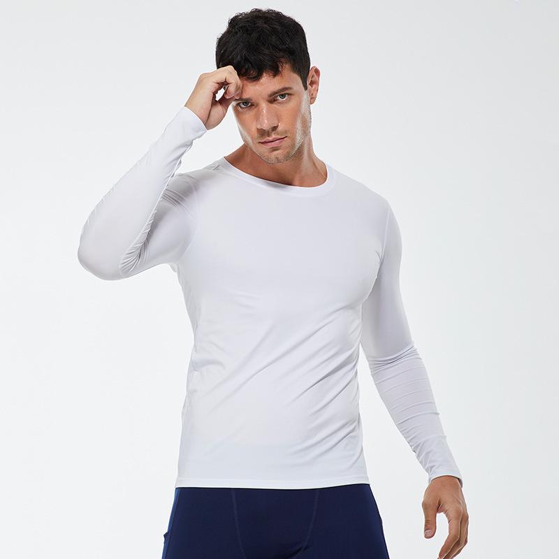 Men's Solid Color Compression Running T-Shirt: Sweat-Wicking, Quick-Dry, Long Sleeve, Elastic Fitness Sportswear