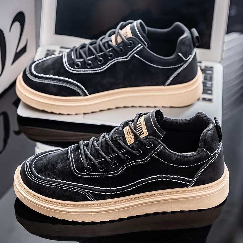 

New Korean version trend board shoes student four seasons fashion trendy shoes men s shoes niche skateboard shoes casual sports shoes 44 чёрный