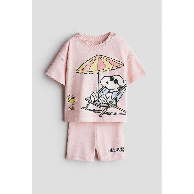 

[Snoopy Joint Name] HM Children s Clothing Baby Girl 2025 Fall New Arrival 2-Piece Print Cotton Suit 1265913