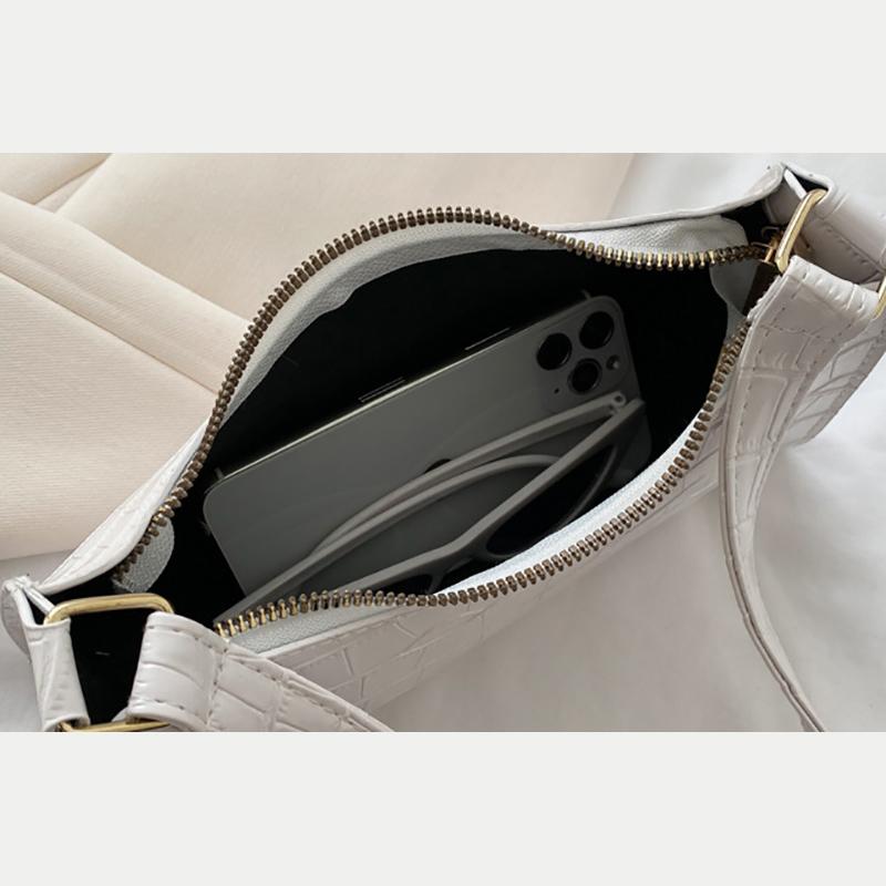 Fashion Pu Leather Bags For Women Alligator Pattern Armpit Handbag Female Compact Underarm Messenger Bag Premium