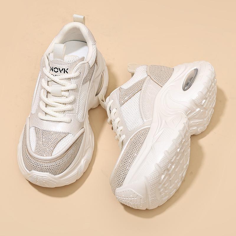 European station platform dad shoes women's 2025 autumn new fashion polished breathable mesh heightening sports and leisure shoes