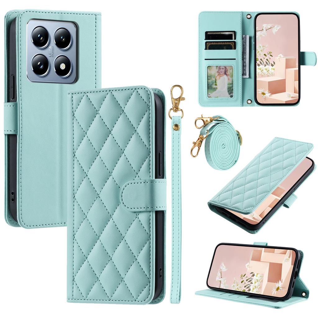 For Xiaomi 14T Wallet Case Rhombus Grid PU Leather Phone Cover