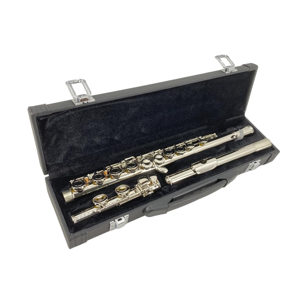 WUQIMUSC C Flute Instrument Durable Easy to Includes Carrying Cleaning and Ideal for Learning 16-Key Closed-Hole - Beginner/Student Flute, Design,