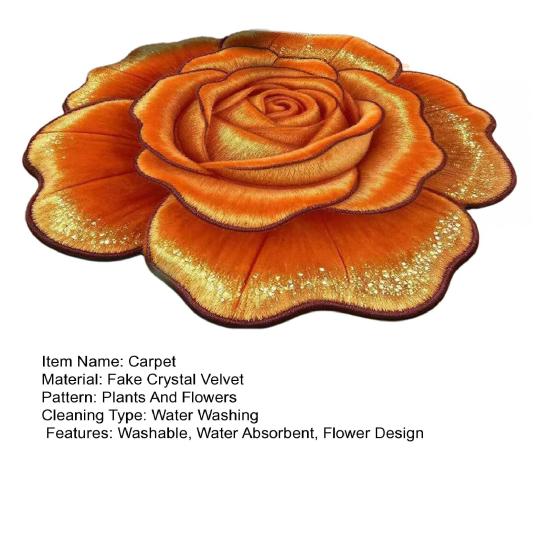 3D Çiçekli Alan Halısı Emici Hızlı Kuruyan Düzensiz Peluş Çiçekli Zemin Paspası Yıkanabilir Kaymaz Oturma Odası Yatak Odası Banyo Mutfak Dekorasyon Halısı