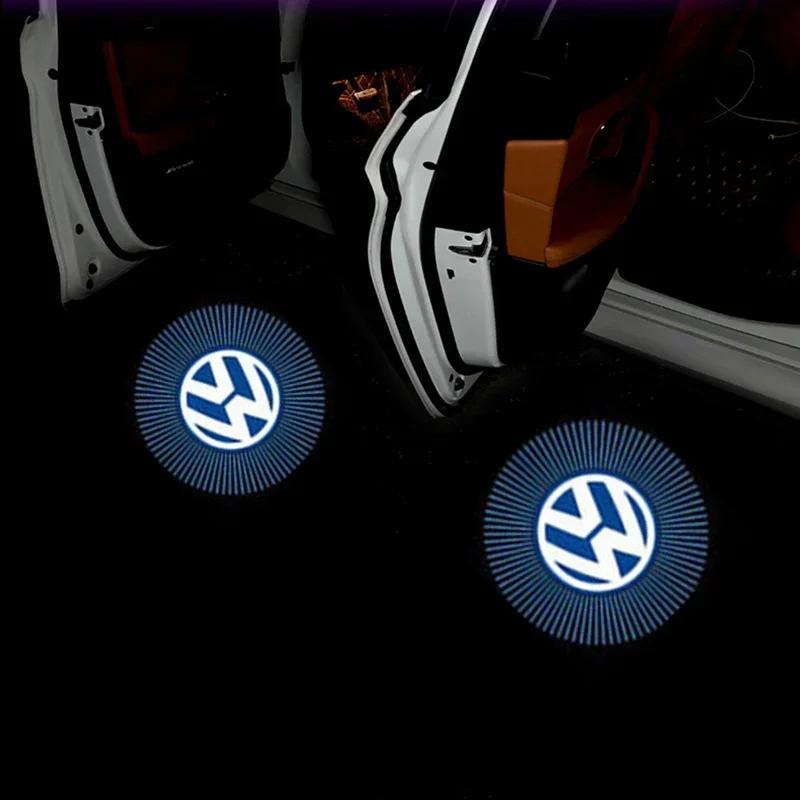 

For VW New 2pcs Car Door Welcome Light Shadow Lamp Projector Decoration For Volkswagen Golf MK4 MK6 MK7 Jetta Touareg Beetle P