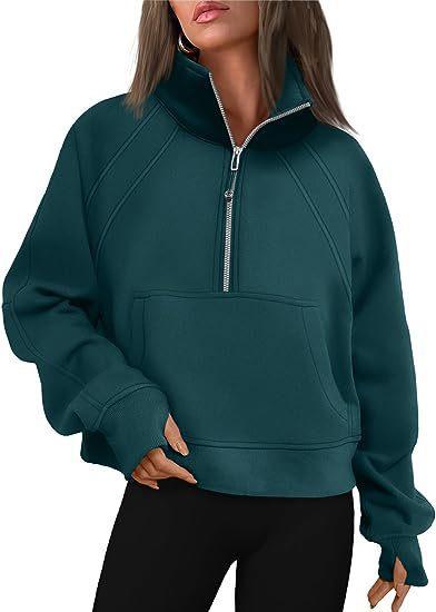 Shoulder Sleeves, Women's Autumn and Winter Fleece Loose Jacket, Half Zip Shirt, Long Sleeved Sweatshirt