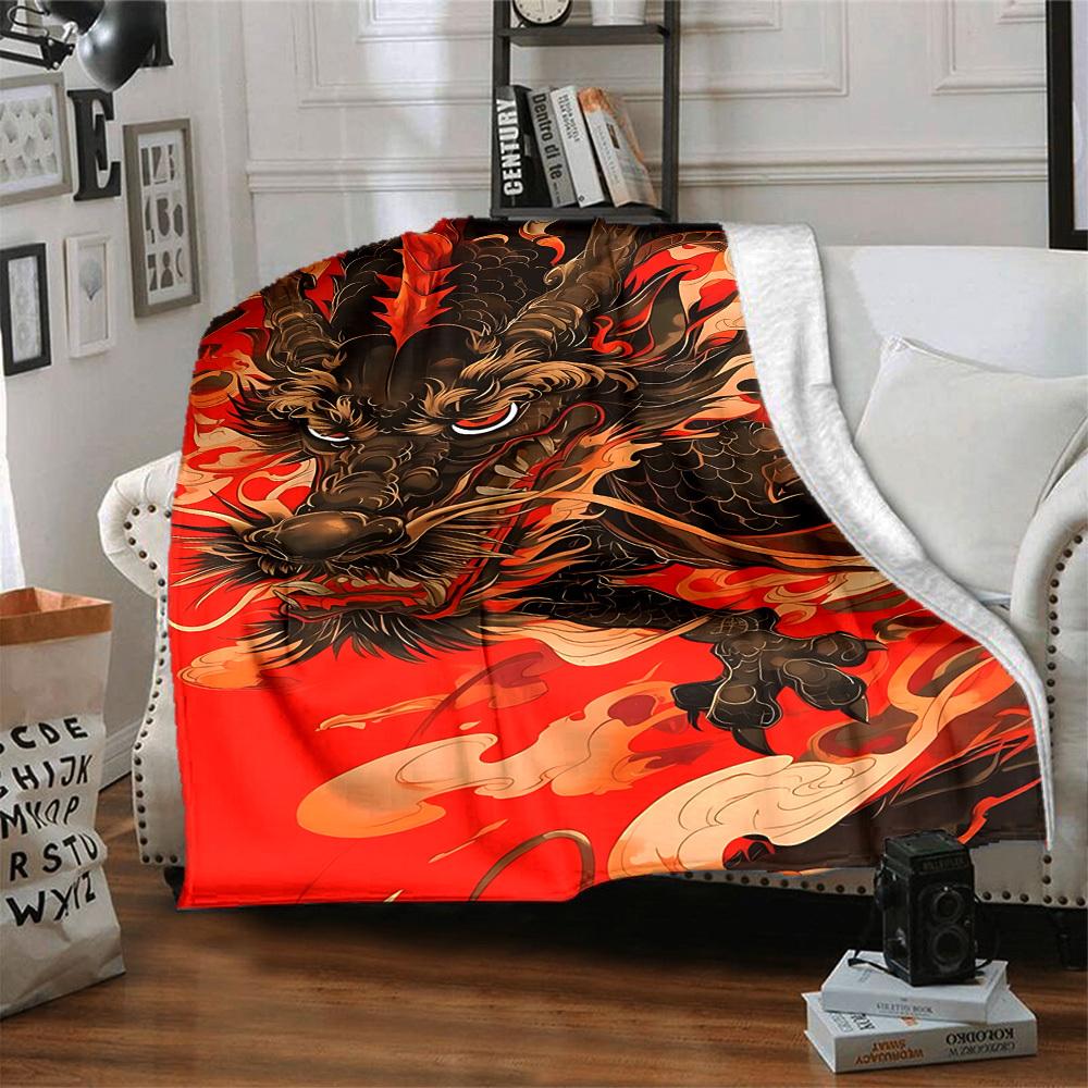 1pc Mythical Creature Illustration Blanket Warm, Cozy, And Soft, Suitable for Sofas, Beds, Cars, And Office Use.Perfect for Camping And Travel, Making