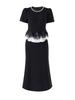 High-Quality Socialite Style Rhinestone-Inlaid Faux Two-Piece Slim-Fit Dress for Spring/Summer