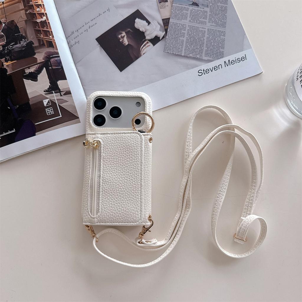 Crossbody Zipper Wallet with Card Holder Phone Case for IPhone Air 17 14 11 Pro Max 13 12 16 15 Plus Ring Stand Leather Cover