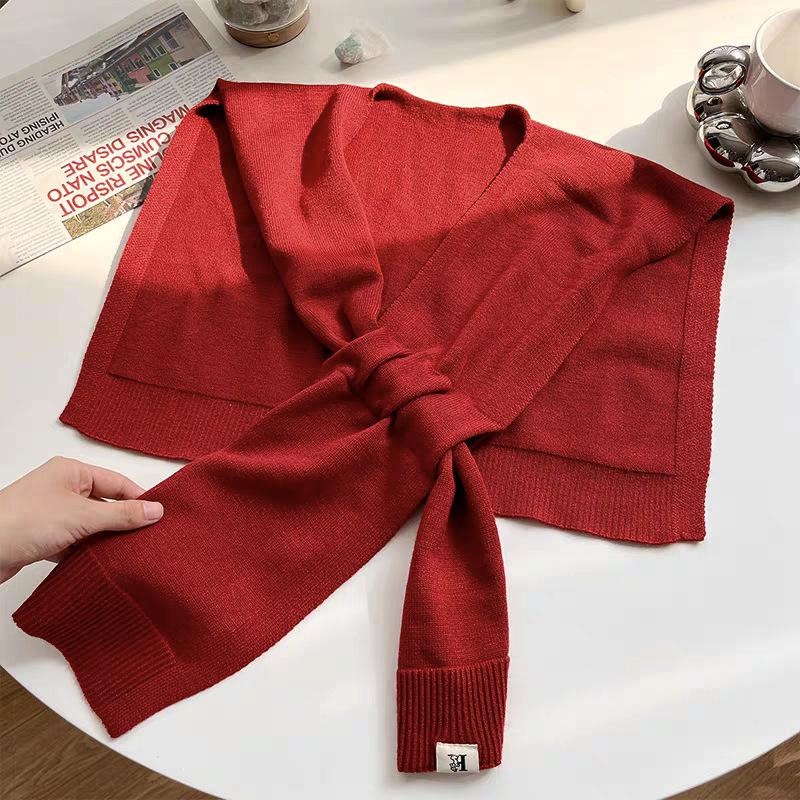 Spring and Autumn Air Conditioning Room Shoulder Neck Striped Shawl Outside Knitted Small Garment Versatile False Collar Shawl