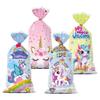 Regenbogen-Einhorn-Bonbontüte mit Cartoon-Aufdruck – Kunststoffverpackung mit Kordelzug