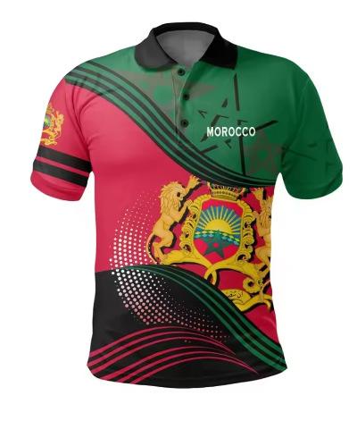 Morocco Polo Shirt Morocco National Flag 3D Printing Men and Women Casual Oversized Short Sleeve T