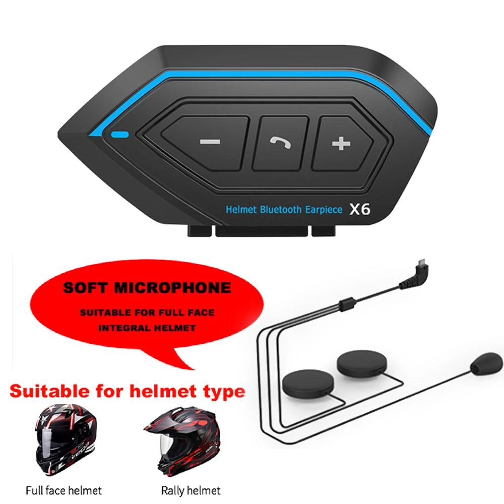 

Стерео гарнитура X6 для шлема Bluetooth 5.0 наушники для мотоцикла беспроводные динамики наушники громкая связь звонки музыка воспроизведение 800 мАч