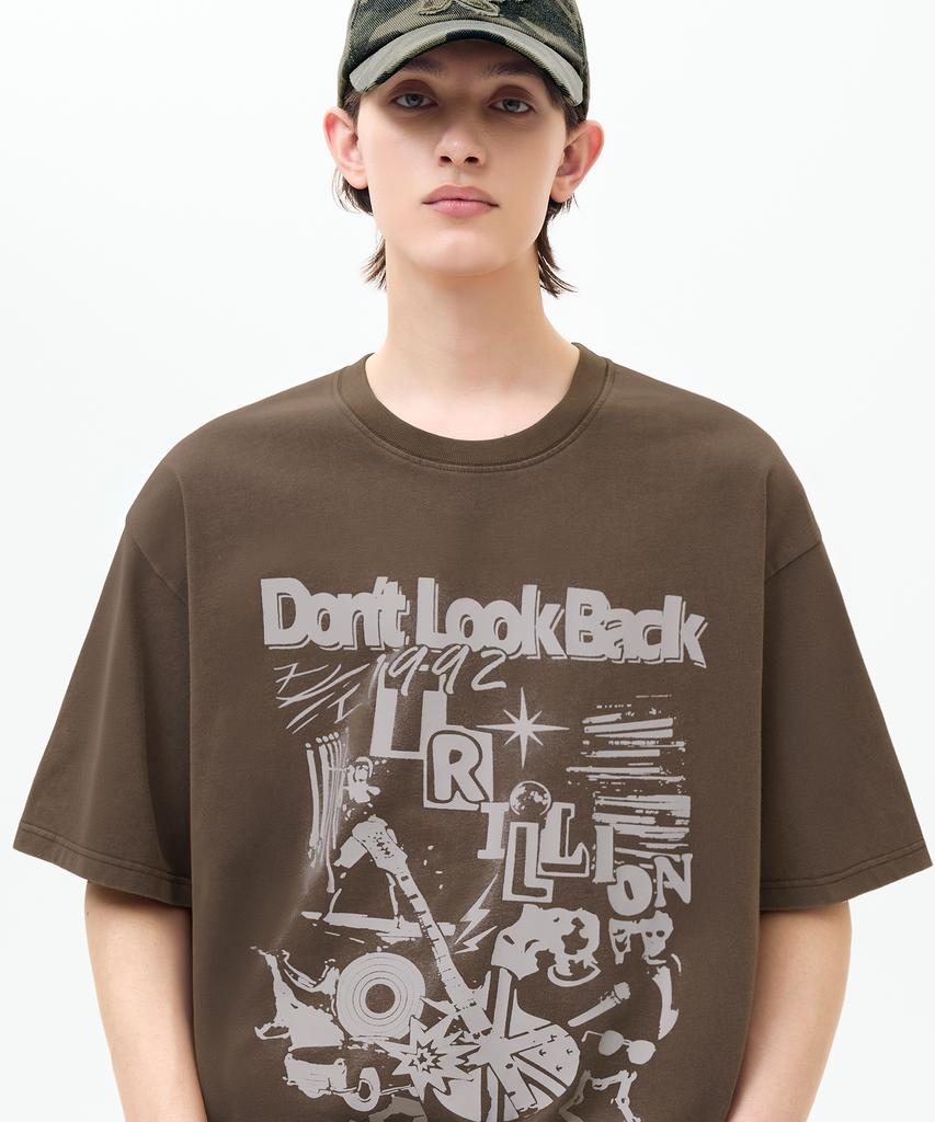 TRILLION Rock Punk Band Pigment Graphic Short Sleeve T-Shirt_4 Colors