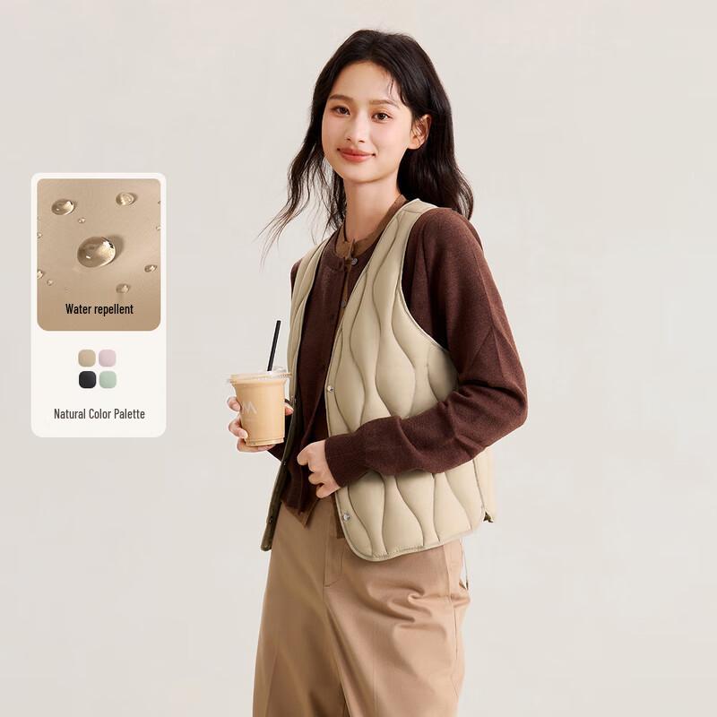 XueZhongFei Damen Klassische V-Ausschnitt Leichte Daunenweste