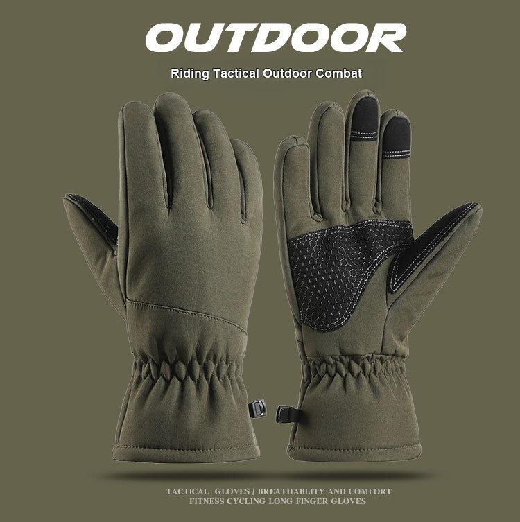 Tactical Gloves for Men Cold Resistant Windproof Touch Screen Thick Fleece Winter Gloves for Outdoor Motorcycle Cycling