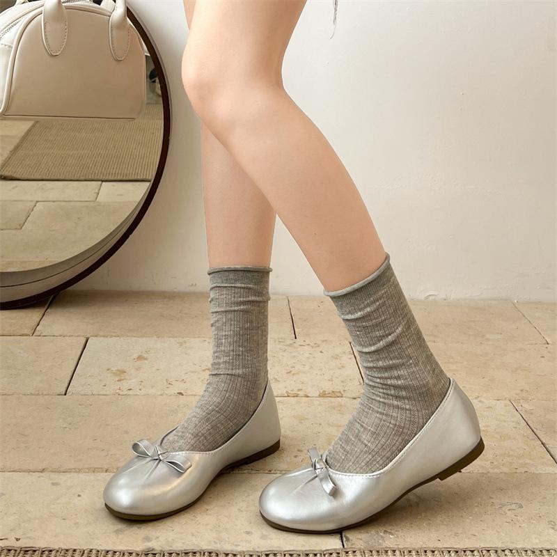Retro Silver High-end French Flat-bottomed Light-mouth Single Shoes Women's Summer 2025 New Skirt Versatile Mary Jane Shoes