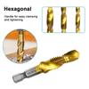 A96I-6Pc High Speed Steel M3-M10 Titanium Plated Composite Tap Hexagonal Drill And Tap Integrated Tap Machine