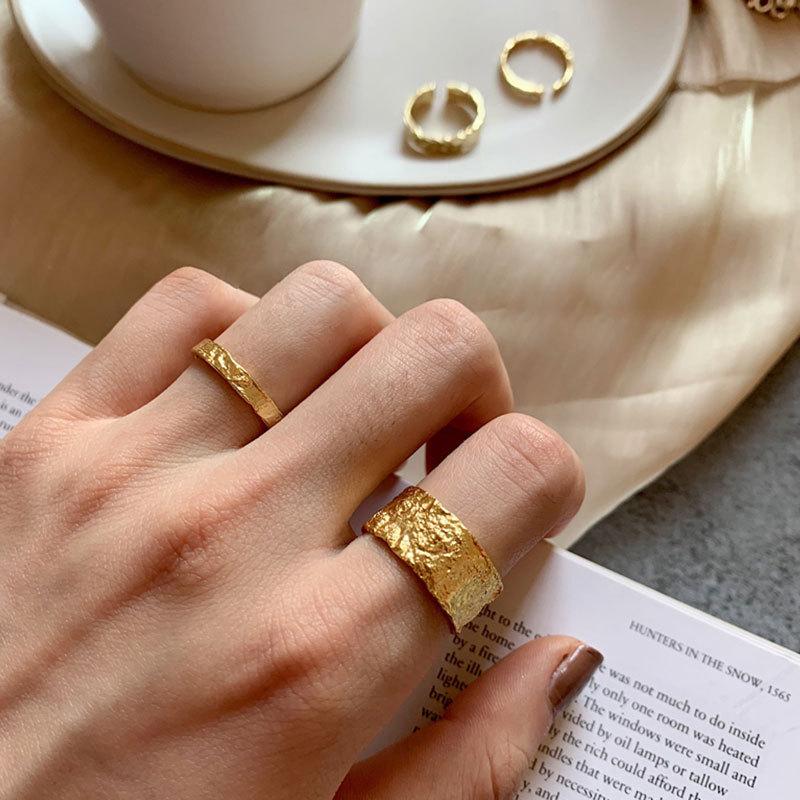 Inspired Fashionable Korean 925 Silver Ring With Unique Texture And Adjustable Size