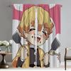 Home Interior Curtains 2 Pieces Demon Slayer Curtains Child Room Blackout Curtain for Room 2 Panel Shades Partition Living