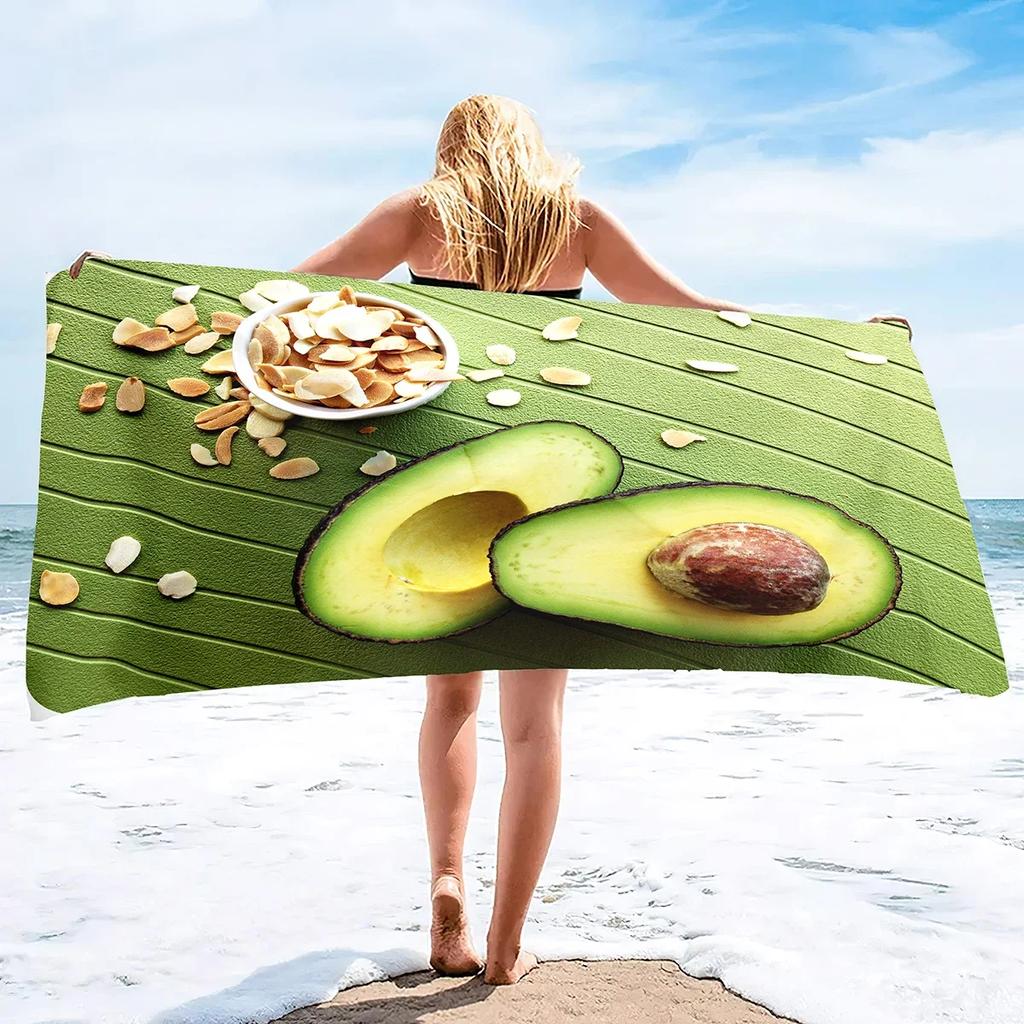 Beach Towel,Oversized Soft Absorbent Camping Travel Towel Quick Drying Absorbent Microfiber Pool Towel with Avocado Pattern
