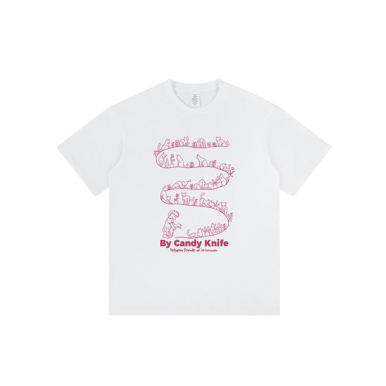 

Unisex Loose Fit Pure Cotton Crew Neck Tee with Fun Cartoon Print - White Short Sleeve Trendy Style 3XL