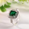 Women's Green Zircon Silver Plated Ring Fashion Wedding Bague Jewelry Gift