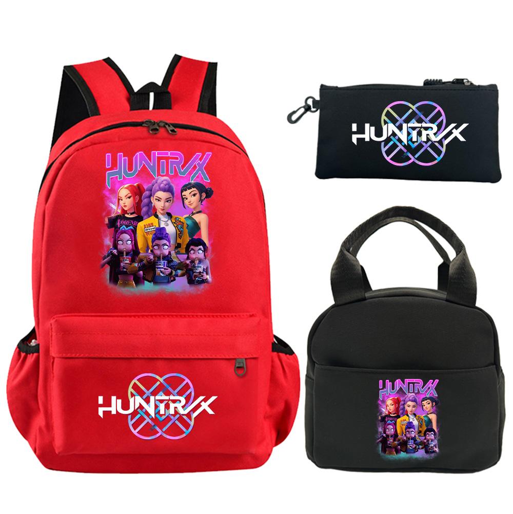 3Pcs/set Anime K-Pop Demon Hunters Printed Backpack with Shoulder Bag Pencil Case for Student Boy Girl Schoolbag Large Capacity Waterproof Bookbag