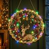 Diamond Sticking Diamond Art Wreath With LED String Light Hanging Wreath  Holiday Gift