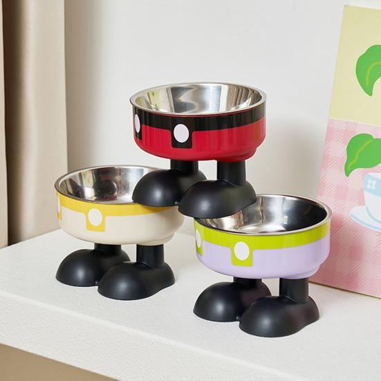 Elevated Cat Bowls Stainless Steel Pet Dish with Non-Slip Base Removable Pet Bowls for Food Water Wide Shallow Cat Dish
