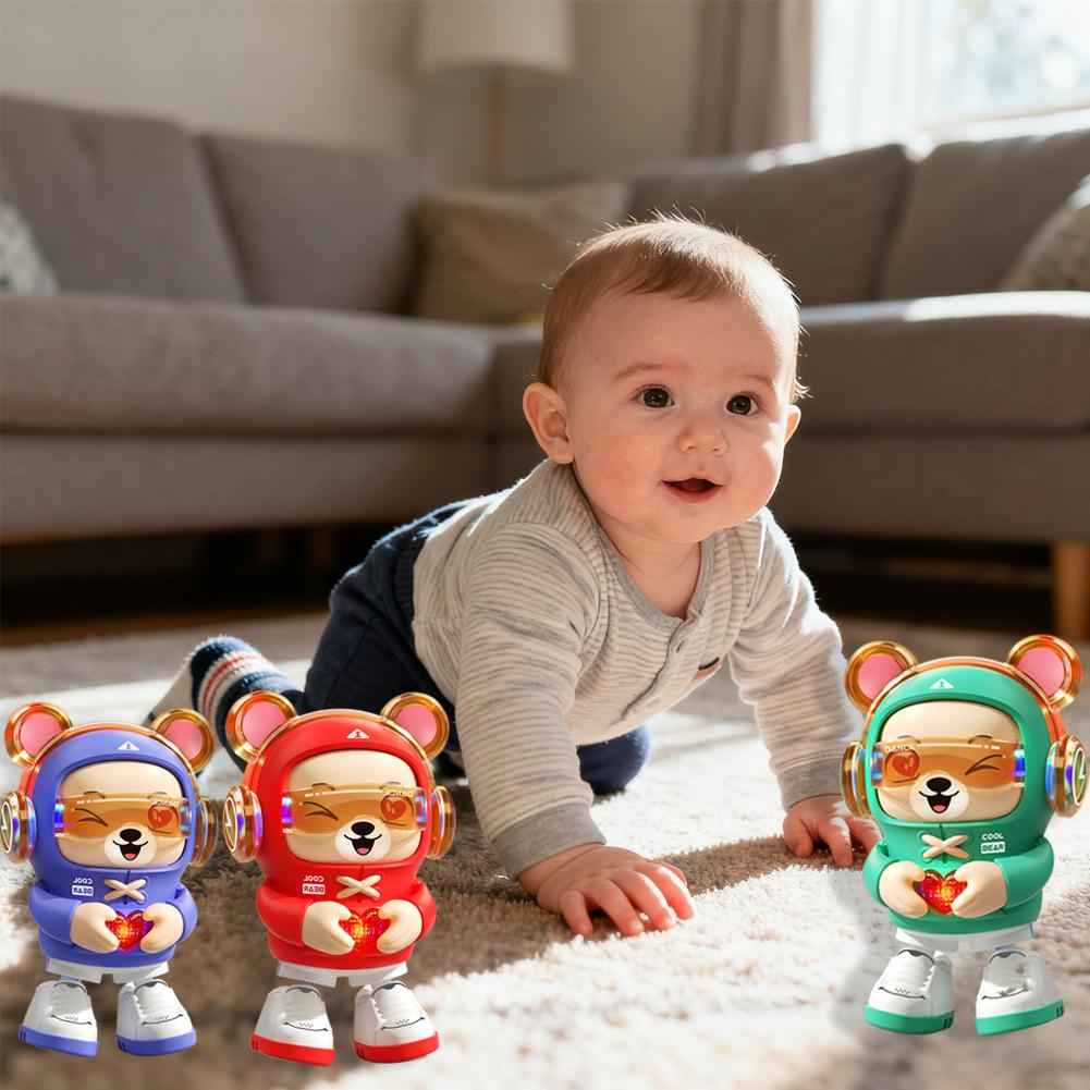 Dancing Bear Baby Dragon Toys, Lighting and Dancing Robot Mode Cute Shape 2 Gear Switches for 3+ Childs