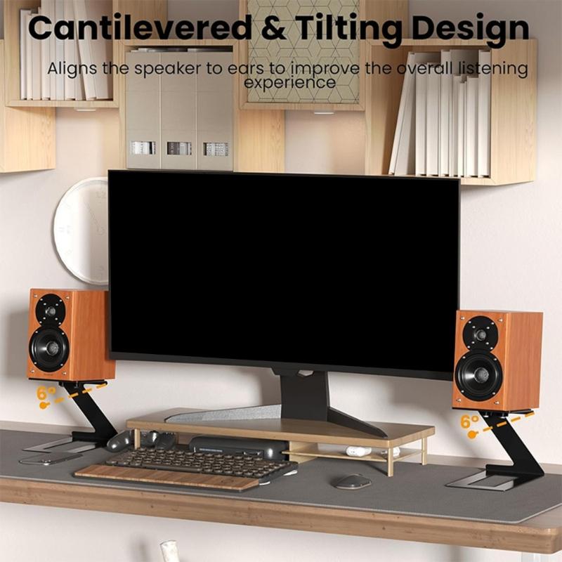Desktop Speaker Stand with Vibration Absorption Pads Bookshelf Speaker Stand Support 22lbs Studio Monitors Holder