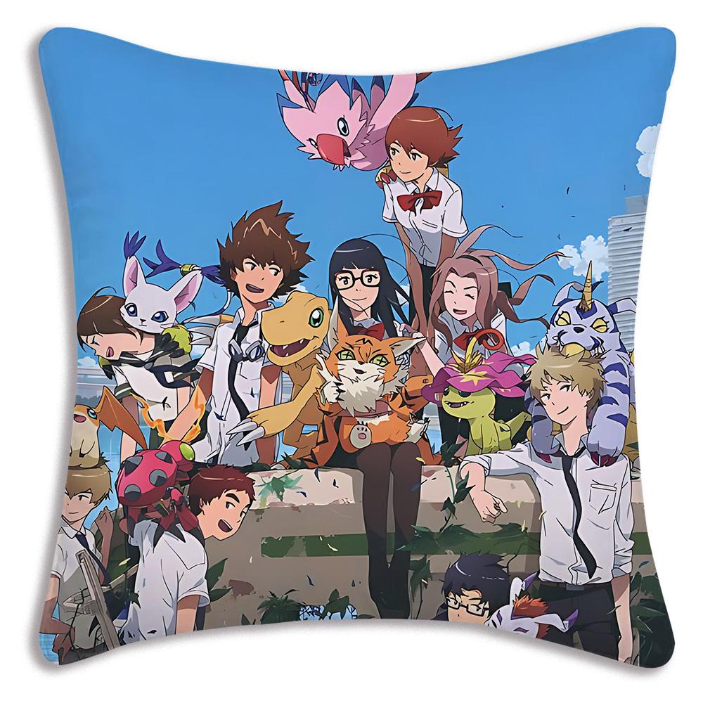 Anime For D-Digimons Pillow Covers Cartoon Sofa Decorative Home Double-sided Printing Short Plush Cute Cushion Cover