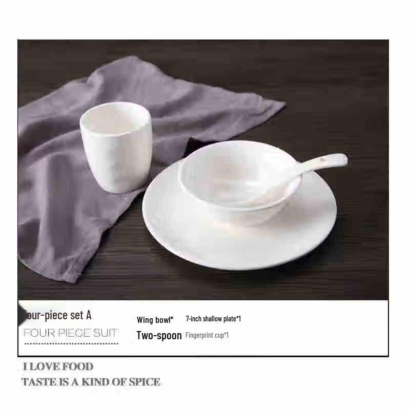 Minimalist Pure White Ceramic Tableware Set