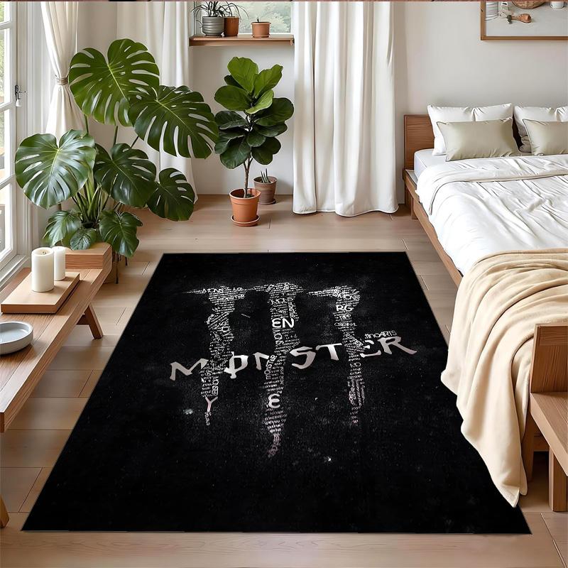 Monster Energy Druck Kristall Samt Plüsch Teppich Anti?Slip-Verschleiß?Robuster Bodenbelag Teppich für Innenbereich Haushalt Heimdekoration