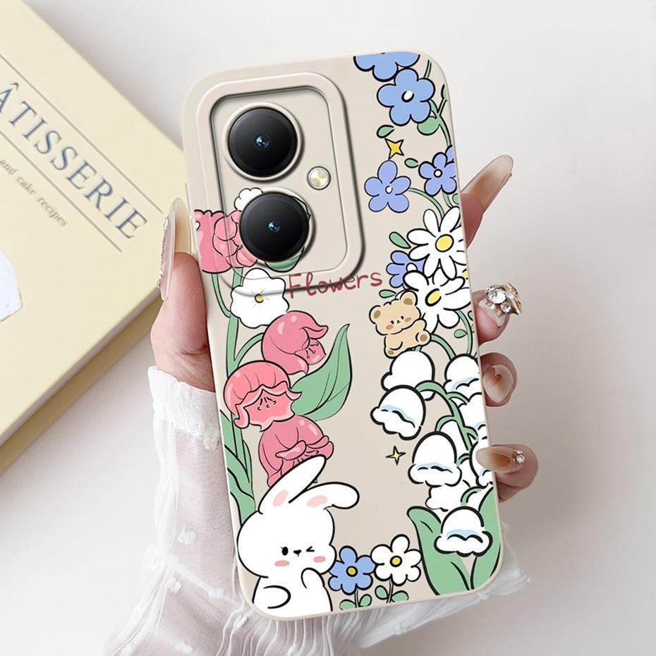 For Vivo Y35+ Y35m+ 5G Lens Protective Phone Case For Vivo Y35Plus Y35M Plus 5G Lovely Pattern Soft Silicone Jelly Cases