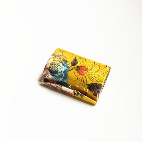 Gold Brocade Double Lipstick Case with Mirror and Jewelry Storage Box