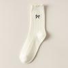 Ladies Spring and Autumn Thin Wooden Ear Embroidered Bow In The Tube Pile Pile Cotton Socks