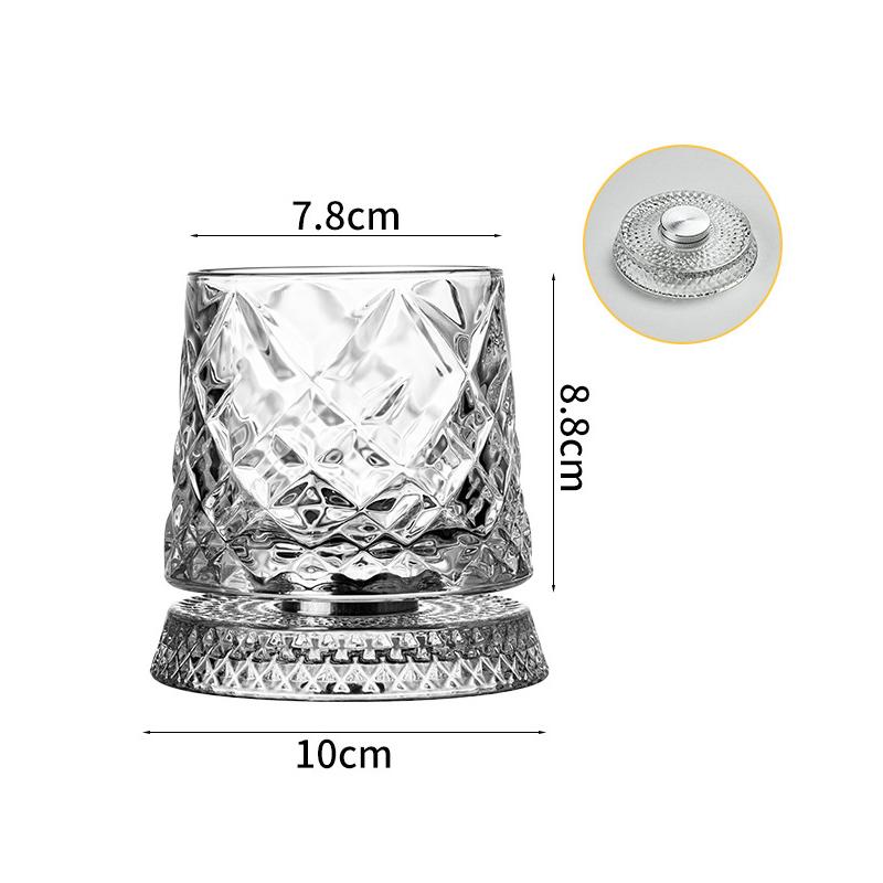 Whiskey Glasses Rotating Whisky Glass with Glass Base 360 Rotate Degrees Crystal Rum Glass for Cocktail Party Drinking 2026 New