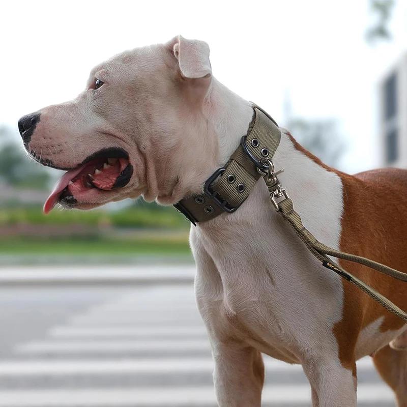 Tactical Military Dog Collar Adjustable Heavy Duty Nylon Pet Collar with Metal Buckle for Medium Large Dogs