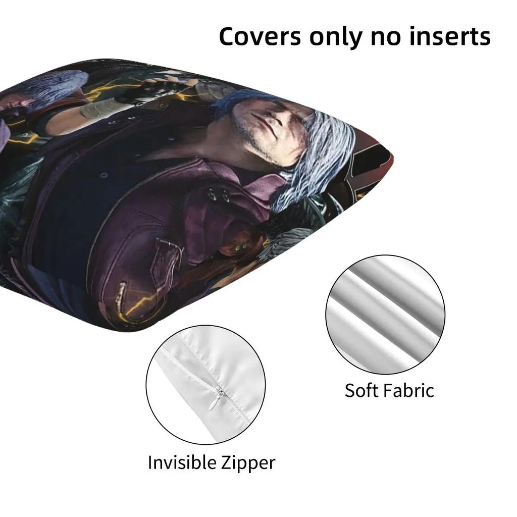 Limited Dante Devil May Cry 2 Pcs Square Pillowcase Pillow Cover Cushion Zip Decorative Comfort Throw Pillow For Home Bedroom