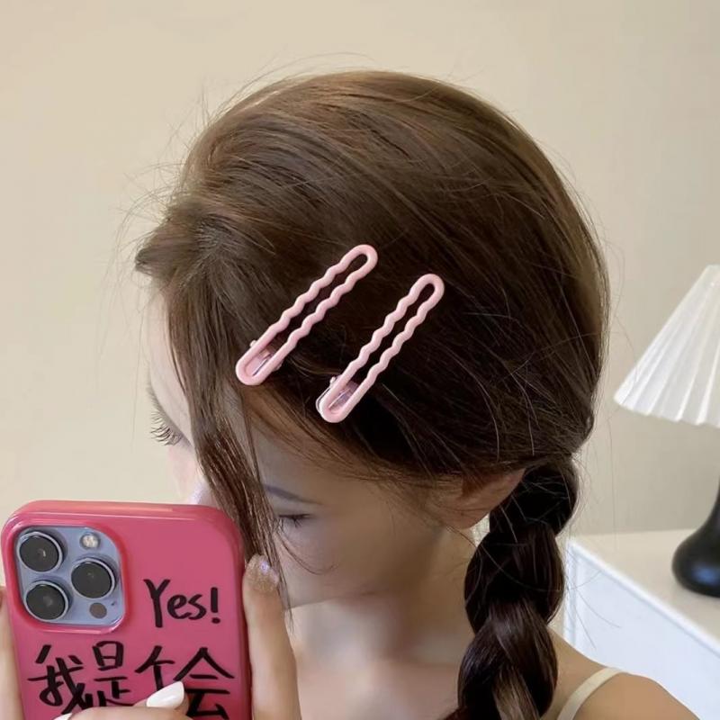 Women's Wave Hair Clips Candy Color Minimalist Metal Barrettes Enamel Coated Duckbill Clasp Non Slip Hairpins for Teens Hair Accessories
